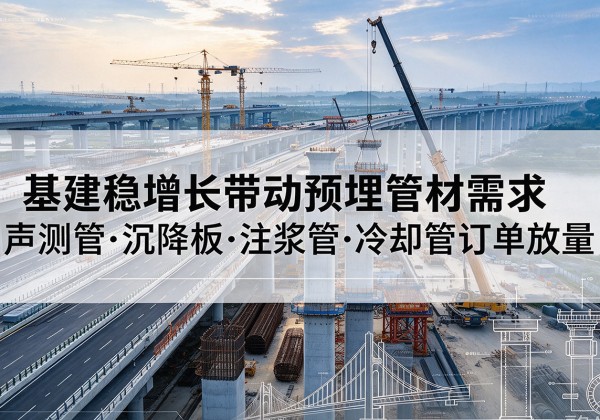 巴林右旗基建稳增长带动预埋监测管材需求，声测管、沉降板、注浆管订单持续放量